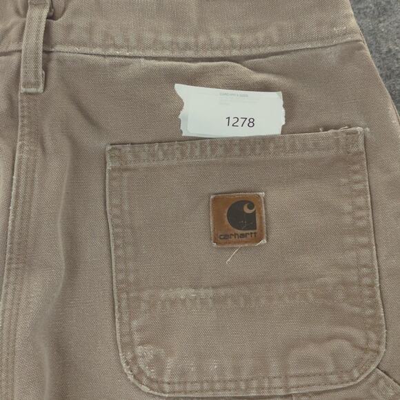 Carhartt Pants Mens 30x32 Tan B11 Duck Dungaree Carpenter Distressed Workwear - Picture 15 of 15